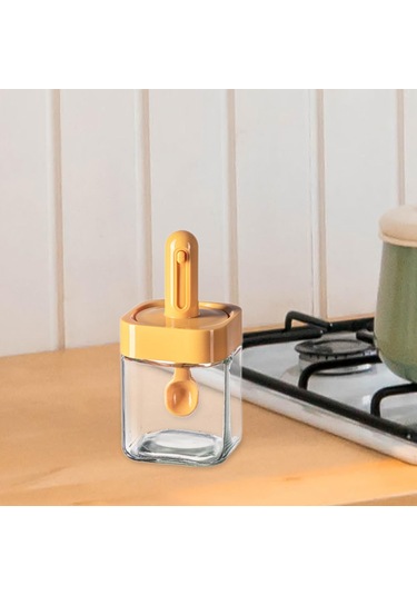 Homyl Baharat Kavanoz Mutfak Malzemeleri Mini Şeffaf Konserve Sarı