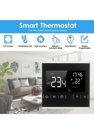Wezone Akıllı Dokunmatik Programlanabilir Su Isıtma Termostatı - Mh-1822s, 5+2/6+1 Gün Modu, 5 50 C Aralığı, Aşırı Isı Ve Düşük Sıcaklık Koruma
