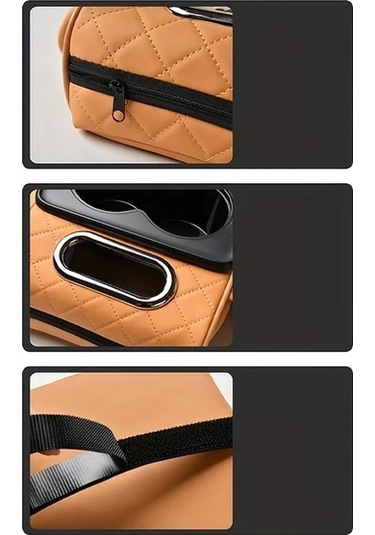 Xuweiwei Cayenne Araç Kolçak Çantası Bardak Telefon Tutucu Bambu Desenli Pvc Deri