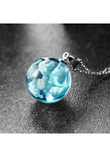 Chavin 3 Boyutlu Mavi Bulut Kadın Kolye Eg08 Gri