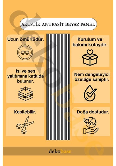 Antrasit-beyaz 2 Adet 60x270 Cm Yeni Nesil Akustik Ahşap Duvar Paneli