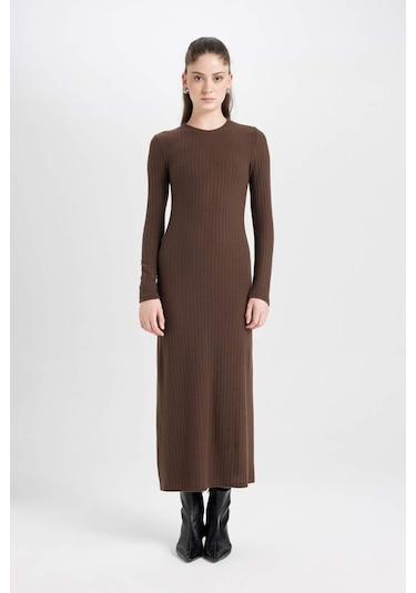 Defacto Bodycon Vücudu Saran Bisiklet Yaka Basic Düz Kaşkorse Uzun Kollu Maxi Elbise D3373AX24WNBN322 Kahve Defacto Bodycon Vücudu Saran Bisiklet Yaka Basic Düz Kaşkorse Uzun Kollu Maxi Elbise D3373AX24WNBN322 Kahve