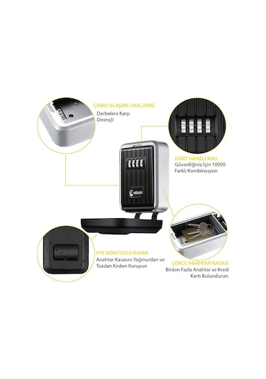 Mühlen Safe Key 6 Şifreli Çelik Kasa Anahtar Kasası Kutusu Anahta