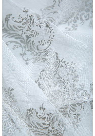 Laura Brode Tül Perde Gümüş 300x280 Gümüş-Beyaz