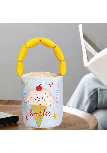 Homyl Kadın Kova Çantası Taşınabilir Çanta Günlük Sevimli Dondurma Deseni