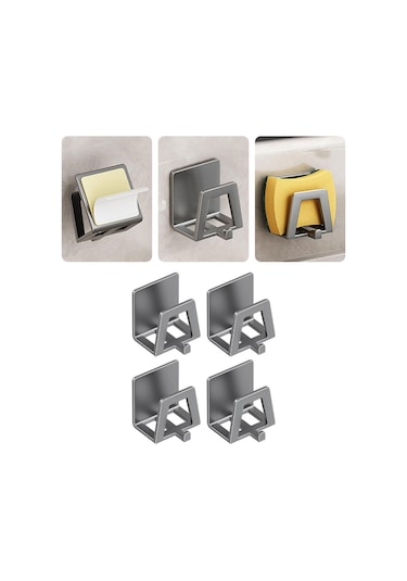 Suntek 4 Parça Tencere Kapağı Tutucu Duvara Monte Yerden Gri