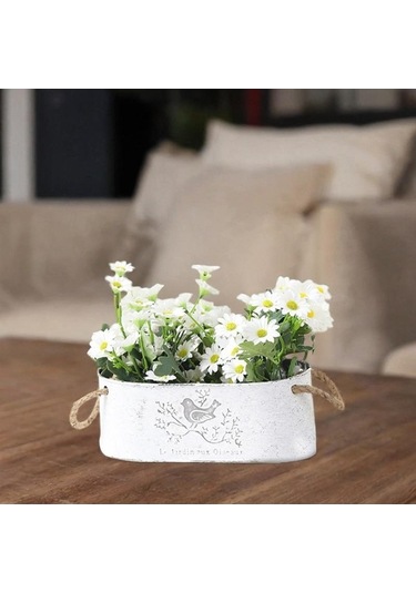 Pazly Vazo Suntek Saksuk Rustik Metal Çiçek Kovası Demir 24x13x9cm