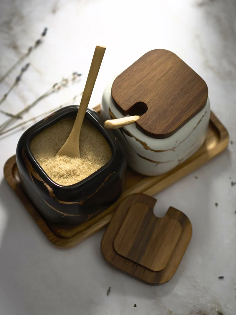 Cuties Kapaklı Ve Kaşıklı Şekerlik Ve Tuzluk Seti 278421920 Siyah