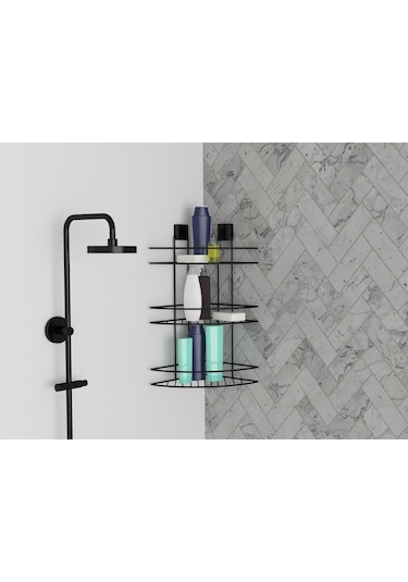 Decorev Dc-5022 Dekoratif Yapışkanlı Metal Üç Katlı Şampuanlık Kö
