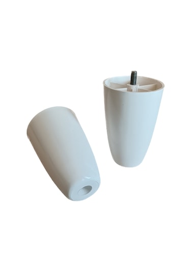 Armut Plastik Baza Mobilya Koltuk Ayağı 4 Adet Beyaz 12 CM M8 Vida