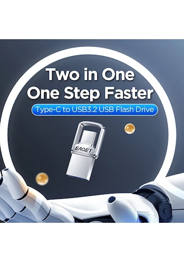 Eaget 128gb.usb 3.2 Ve Type-c Giriş Süper Hızlı Usb Flash Bellek