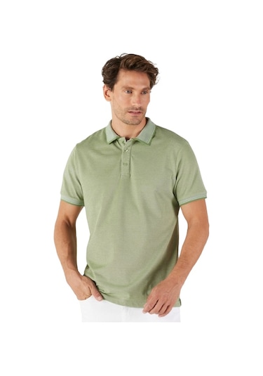 Ac&Co / Altınyıldız Classics 4A4820200047Ysls Düğmeli Polo Yaka Cepsiz Slim Fit Erkek Tişört Yeşil