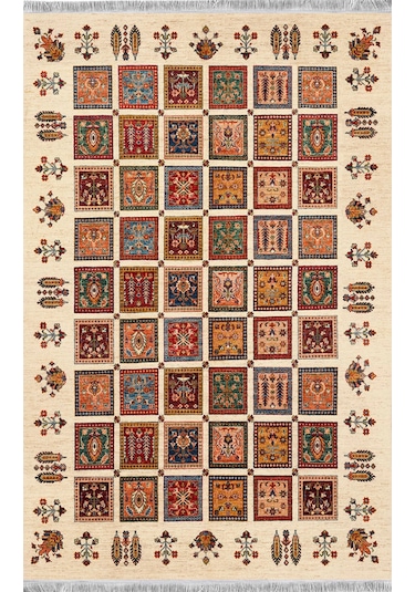 Blghome Etnik Desen Renkli Modern Halı Dekoratif Kilim Çok Renkli