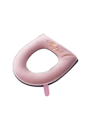 Pembe Evrensel Klozet Kapağı Kış Sıcak Yumuşak Wc Mat Banyo Yıkanabilir Çıkarılabilir Fermuar Çevirme Lidhandle Su Geçirmez Ev
