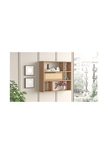 Robin Home Lidya Duvar Rafı Kitaplık Kapaklı Uv Baskı Sepet-jüt D