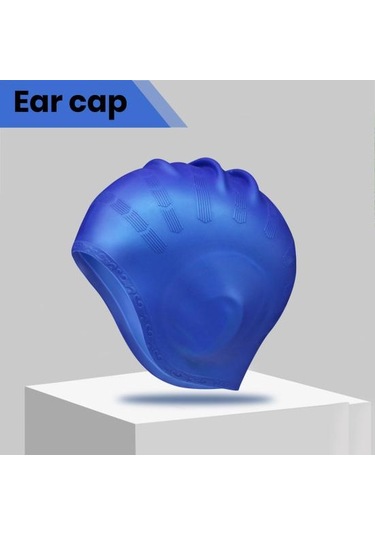 Siyah Yüzme Şapkası Kulak Koruyucu Yüzme Bonesi Ergonomik Tasarım Yüksek Elastik Cilt Dostu Tam Kaplama Uzun Saç Yüzme Bonesi Siyah