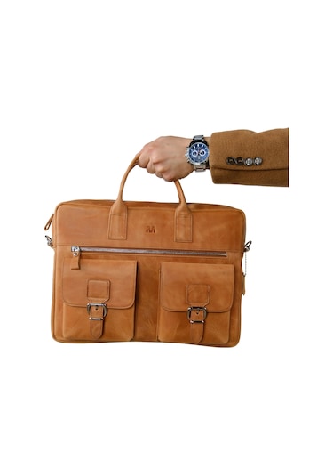 Mft Leather Hakiki Deri Laptop El Çantası Loreen 2230 Tiguan Camel