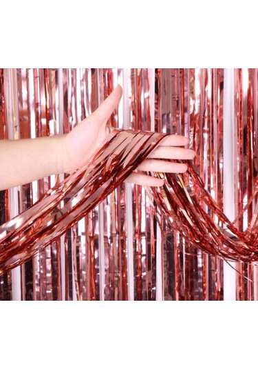 Rose Gold Püsküllü Kapı Perdesi - Parti, Bekarlığa Veda, Doğum Günü 1x2 M