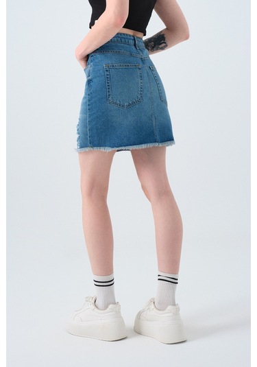 Loft Goddess Mid W Kadın Etek Lf2039813 Mavi