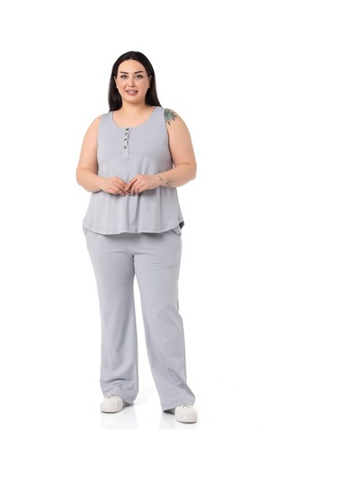 Büyük Beden Penye Açık Gri Eşofman Takımı-açık Gri Açık Gri