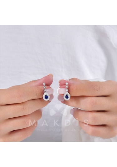 1.50 Karat Safir Pırlanta Küpe