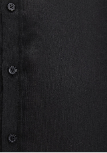Mavi - Siyah Keten Gömlek 0211466-900 Siyah