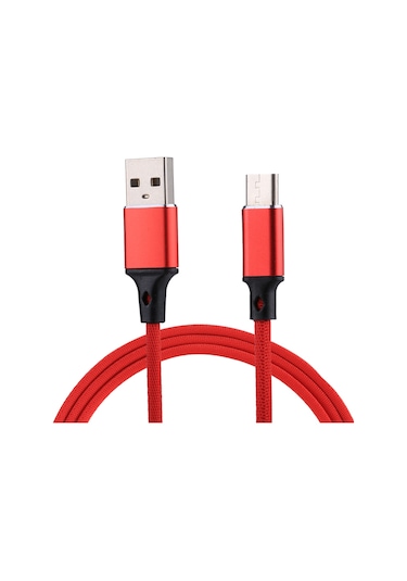 1m 2a Çıkış Usb To Usb-c / Type-c Nylon Kumaş Stili Veri Sinc. Şarj Kablosu Kırmızı