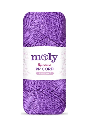 Moly Pp Cord Polyester Makrome No:3 1mm 141-eflatun Örgü İpi 100 Gram