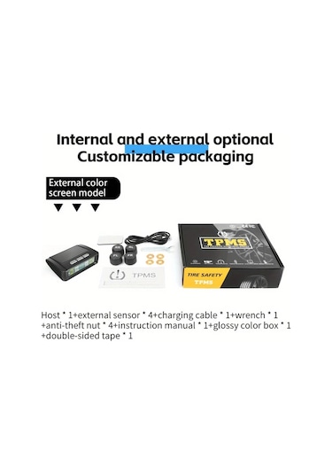 Xuweiwei Ynf Güneş Lastik Basınç İzleme Sistemi Siyah 4 Sensörlü Basınç Ve Sıcaklık Ölçer Titreşim Algılama