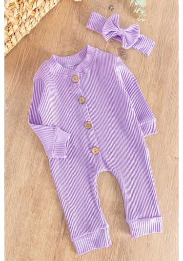 Önden Düğmeli Bandanalı Kız Bebek Tulum 001