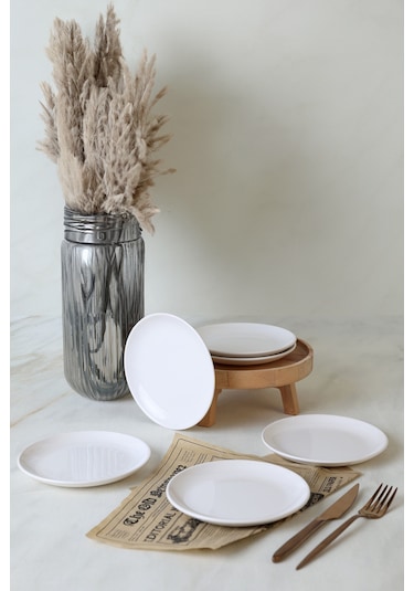 Keramika Beyaz Delta Pasta Tabağı 17 Cm 6 Adet 006 Beyaz