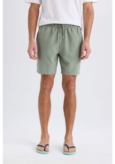 Defacto Regular Fit Kısa Boy Yumuşak Tuşeli Deniz Şortu E0993ax25hskh440 Haki