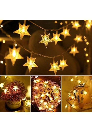 Buffer 20 Adet Mini Yıldız Led 5 Metre Günışığı Rengi Dekoratif Led Gün Işığı