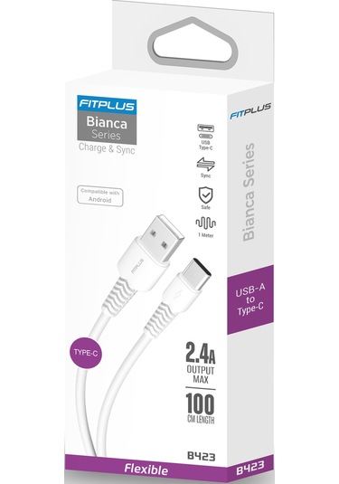 FitPlus Bianca B423 USB - Type-C Flex Şarj Kablosu 2.4A 1mt