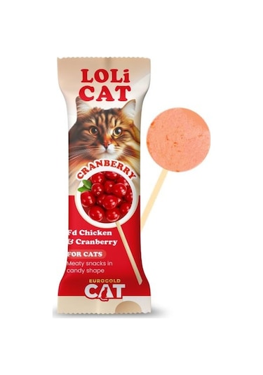 Eurogold Cat Lolicat Kediler İçin Tavuklu Kızılcıklı Lolipop 15'li
