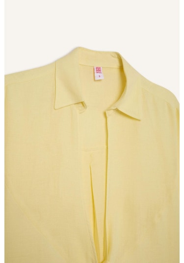 DeFacto Müslin Önden Bağlamalı Plaj Gömleği-Fall in Love B7333AX25SMYL271 Sarı