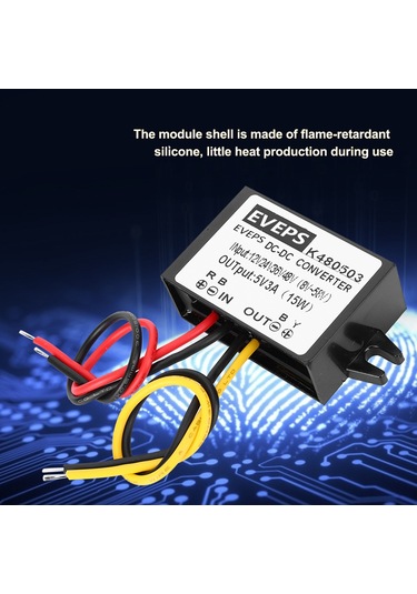 Suofeng Dc-dc 8-58v'den 5v 3a'ya Dönüştürücü Modül, Aşırı Gerilim/akım Korumalı, Su/dağınık/şok Dayanıklı, Alev Engelleme Kılıf, 96% Verimlilik