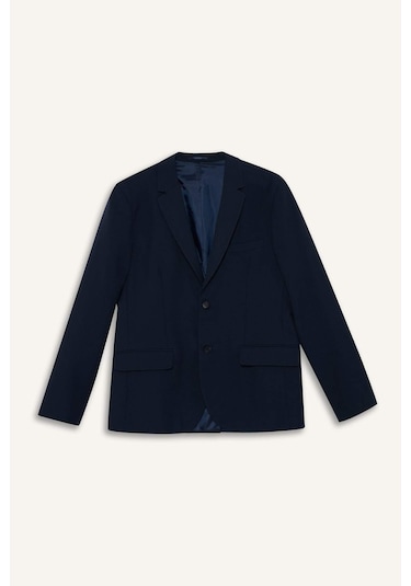 Defacto Slim Fit Dar Kesim Çapraz Dokuma Düğmeli Blazer Ceket F7232AX25AU