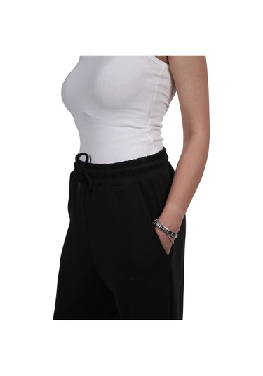 Kadın Modal Kumaş Lastikli Paça Siyah Jogger Pantolon Siyah
