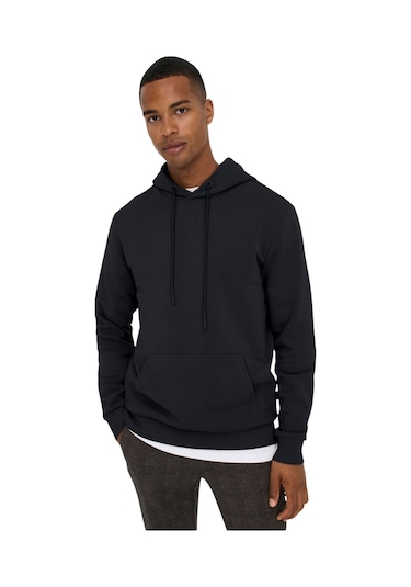 Only Erkek Kapüşonlu Sweatshirt Lacivert