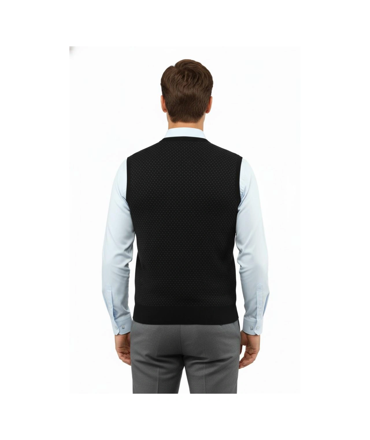 Erkek V Yaka Süveter Çelik Örgü Regular Kalıp 5201h Bgl-st04842 Siyah