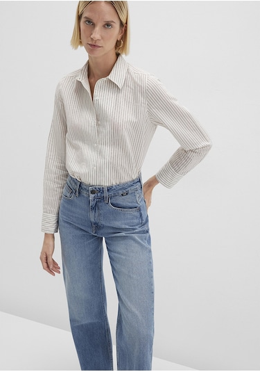 Mavi - Çizgili Ekru Gömlek 1211353-91345 Ekru