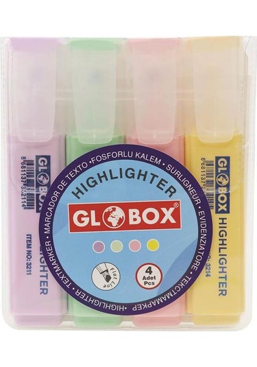 Globox Pastel Fosforlu Karışık 4'lü Kalem Seti