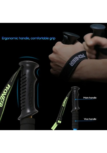 Maiyame Alüminyum Şok Emici Teleskopik Dağcılık Çubuğu - Ergonomik Kolluk, 3 Bölüm, 65-135cm, Dış Etkinlikler İçin Dayanıklı Destek Beyaz