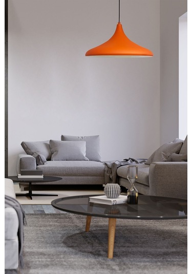 45 Cm Çaplı Champion Xl Turuncu Avize Tekli Sarkıt Lamba Cafe Restoran Salon Mutfak Avizeleri Turuncu