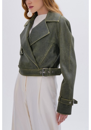 Valmenti Kadın Hakiki Deri Olive Deri Mont 616 Z-4011 Bn Derımont Sk24/25 Olıve Sarı