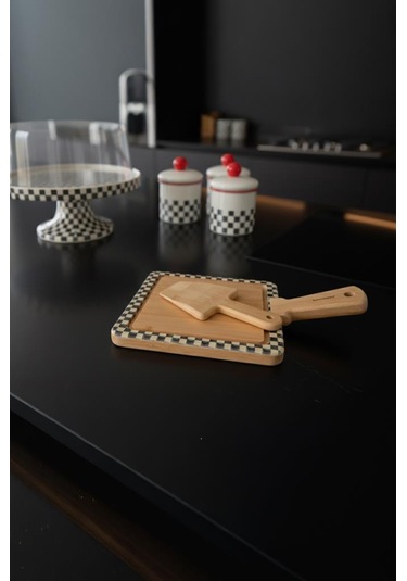 Bambum Ritual - 2 Parça Peynir Servis Seti Kare Kahverengi