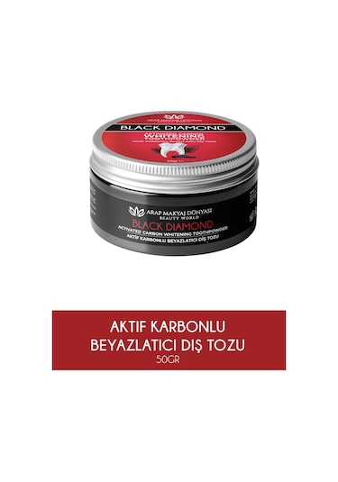 Arap Makyaj Dünyası Black Diamond Aktif Karbon Diş Beyazlatma Tozu 50 G