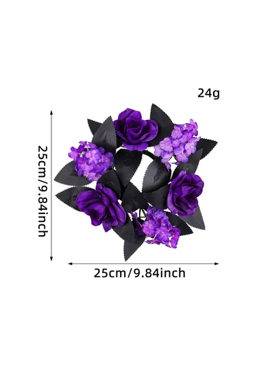 Yifomall Halloween Mor Gül Mumlu Çiçek Ağı Table Dekorasyonu: Simülasyon Çiçekli Süs Çemberi Stüdyo Vibe Oluşturucu Alet