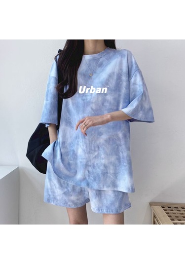 İnce Kesim Spor Ve Rahat Kadın Üst Ve Şort İkili Set Açık Mavi